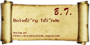 Bolváry Tünde névjegykártya
